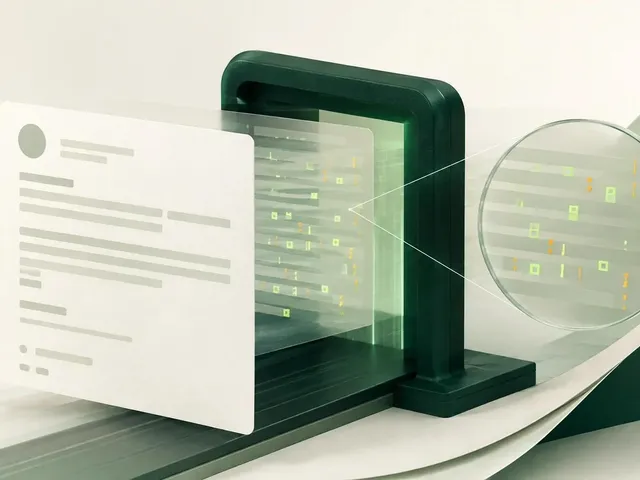 Abstrakte E-Mail, deren unsichtbare Datenebene von einem Sicherheitsscanner sichtbar gemacht wird