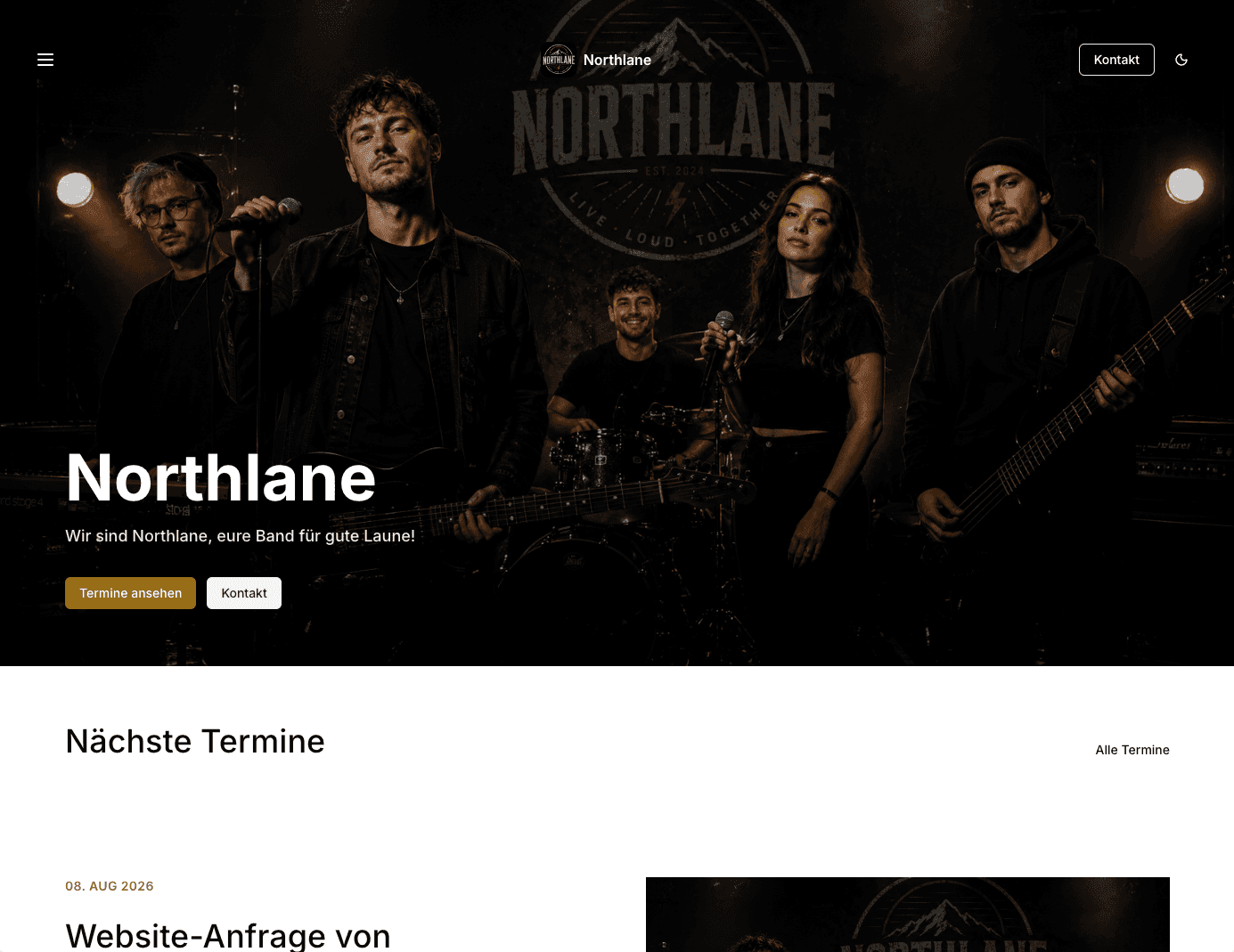 Echte öffentliche Northlane Band-Website aus BandDock