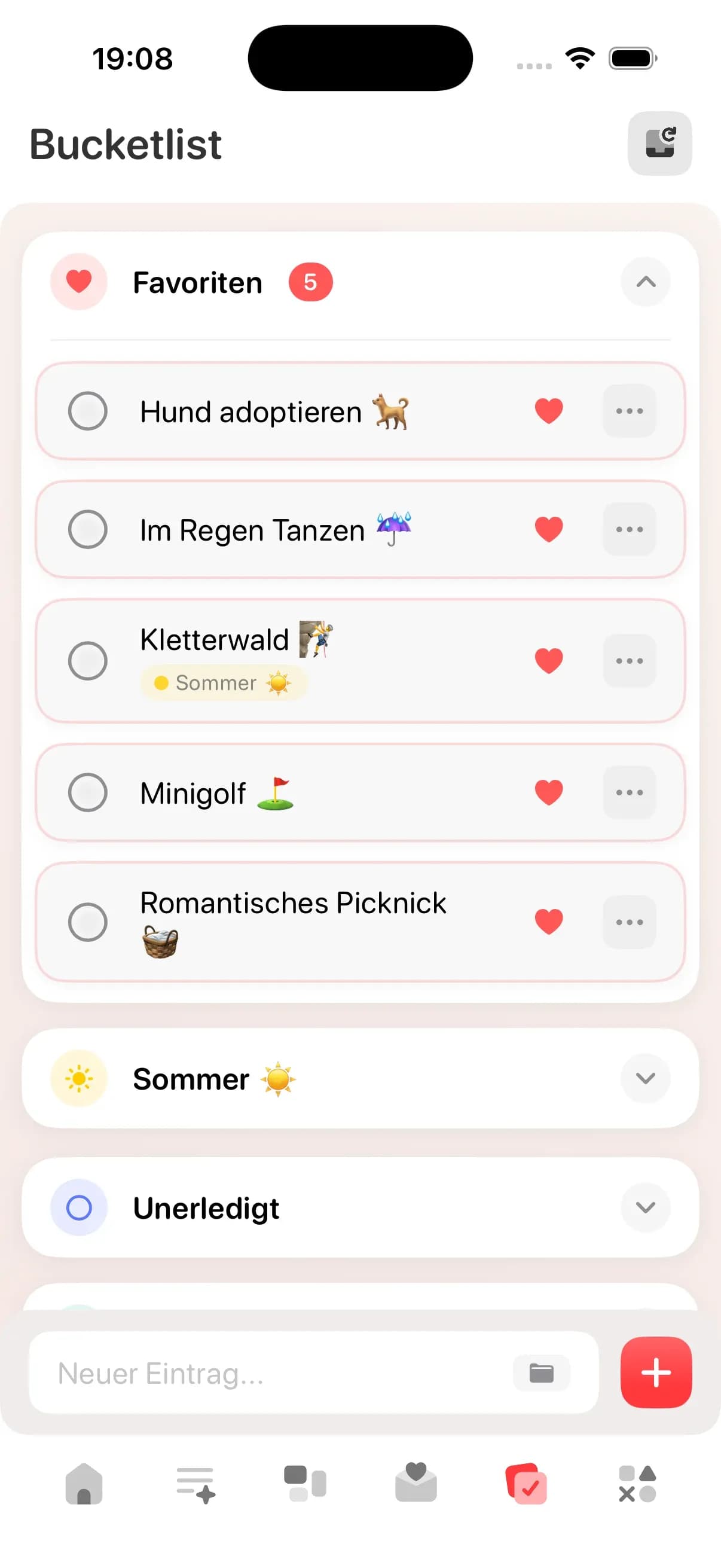 Gemeinsame Bucketlist in Twogether