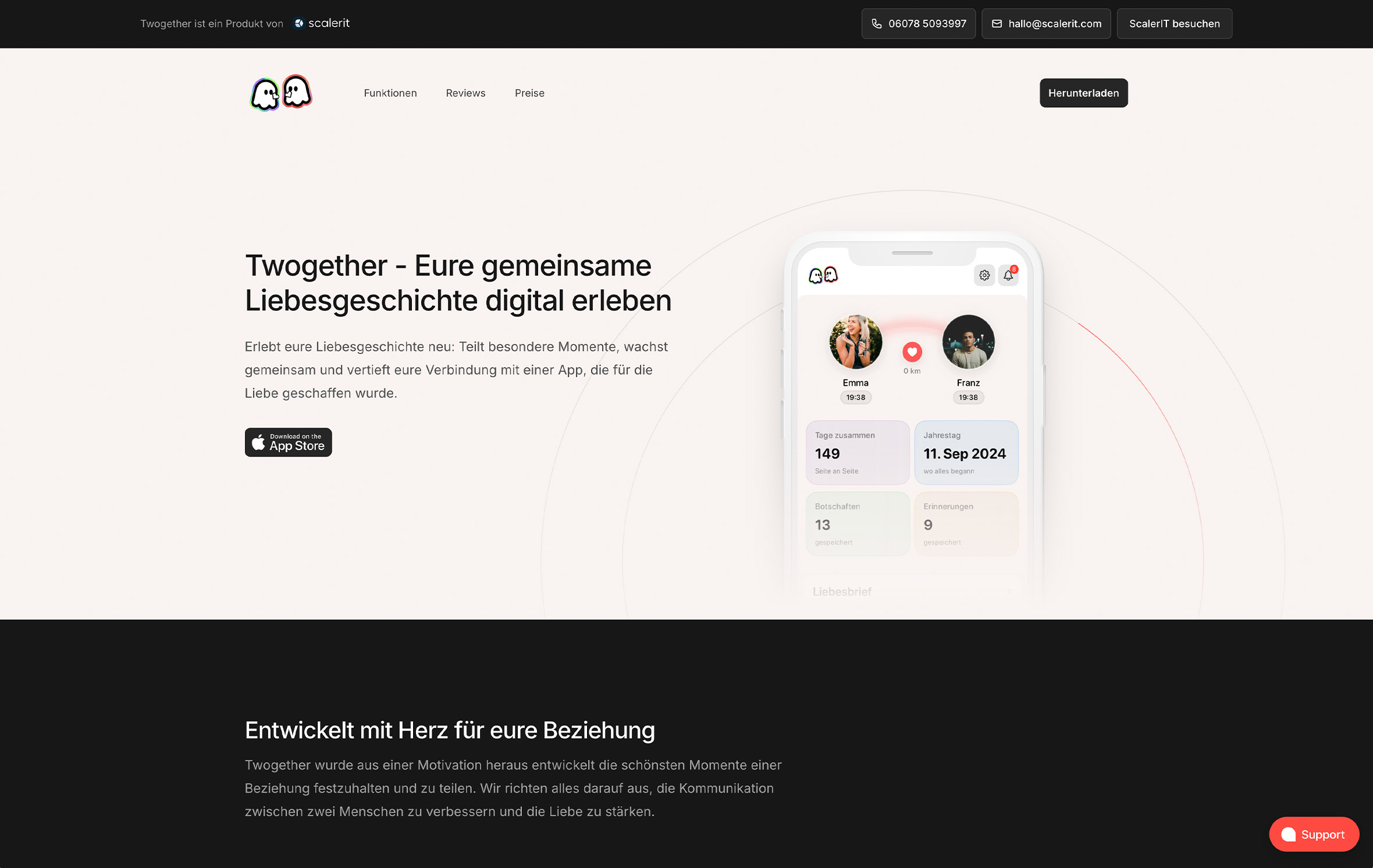 Twogether product interface